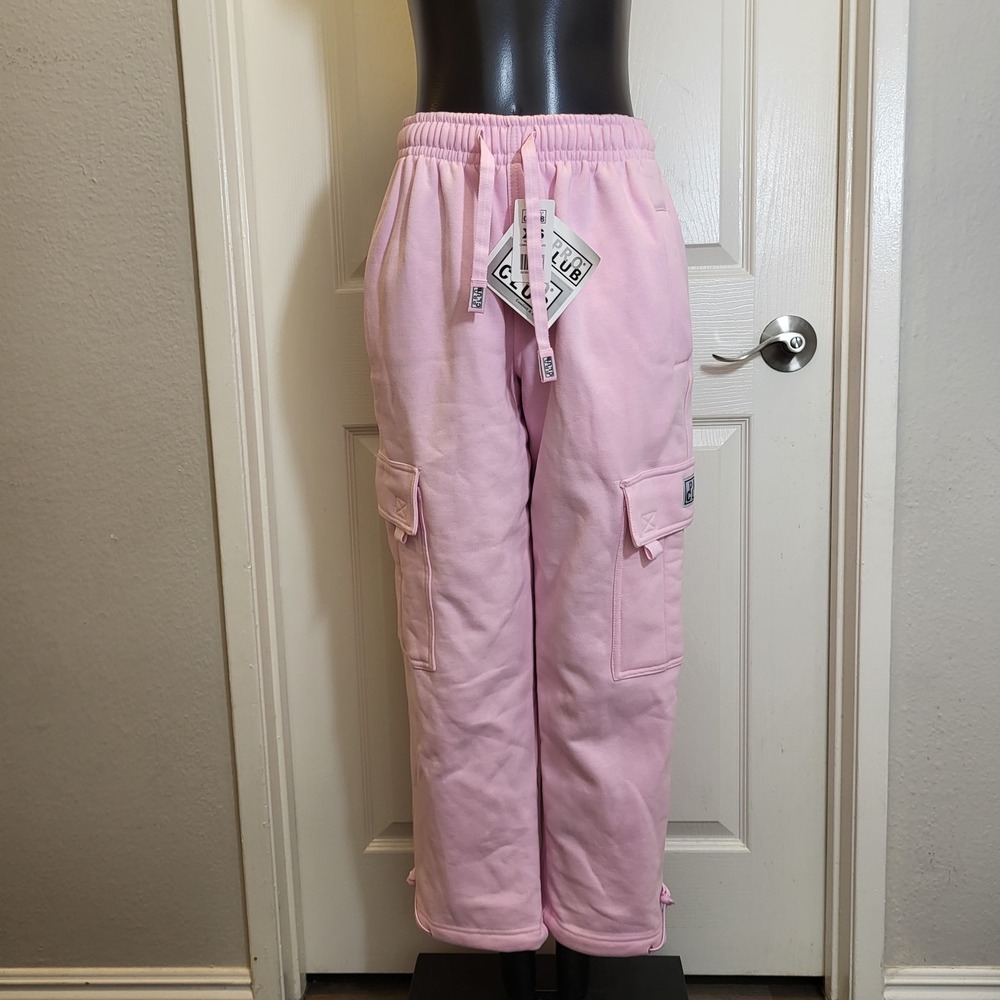 Pro Club Women's Heavy Fleece Cargo Long Pants Pink Size Extra Small- Brand-new!